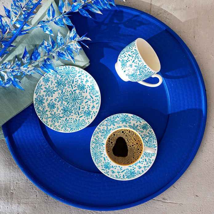 طقم فناجين قهوة إيمسان ديب أزور نيو بون لشخصين – ٩٠ مل – أزرق