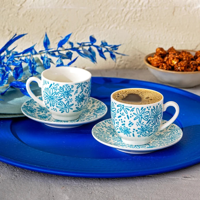 طقم فناجين قهوة إيمسان ديب أزور نيو بون لشخصين – ٩٠ مل – أزرق