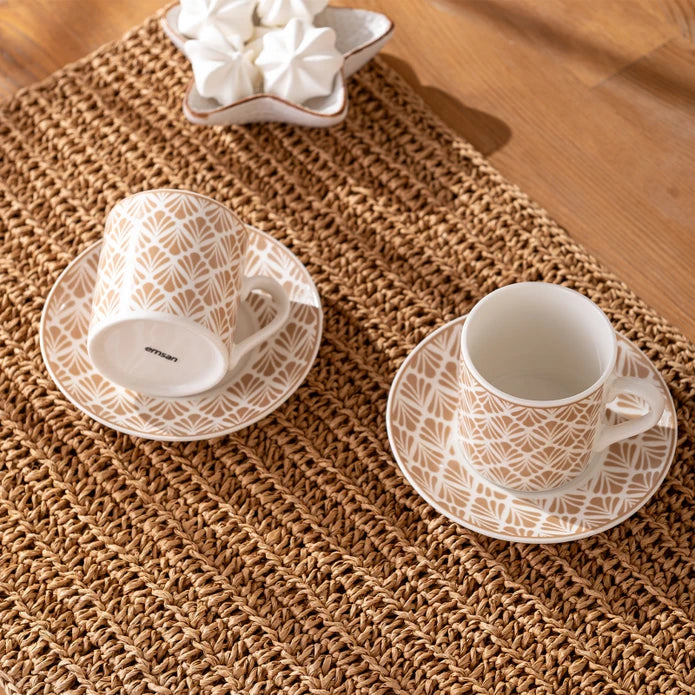 Emsan Wavy New Bone 2-Person Coffee Cup Set 90 ml Beige