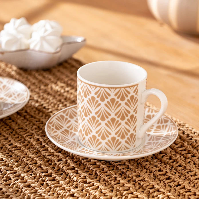 Emsan Wavy New Bone 2-Person Coffee Cup Set 90 ml Beige