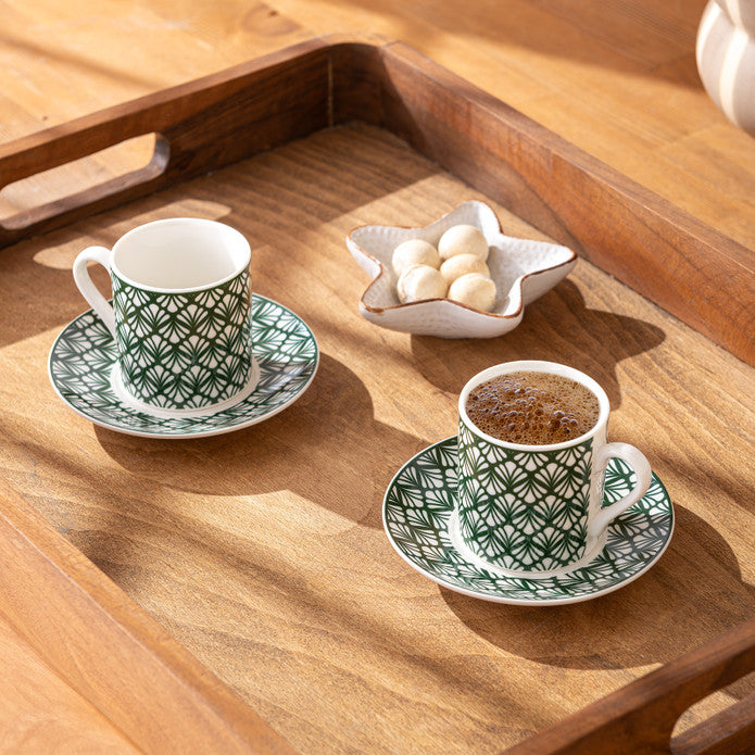 طقم فناجين قهوة إيمسان أوفرلاند نيو بون لشخصين – ٩٠ مل – أخضر