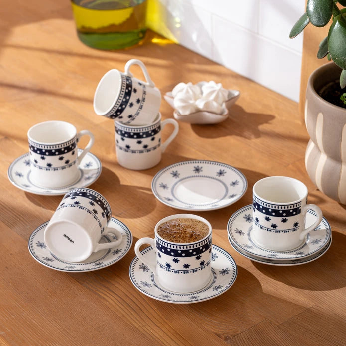 طقم فناجين قهوة إيمسان إثنيك ميكس نيو بون لـ ٦ أشخاص، سعة ٩٠ مل