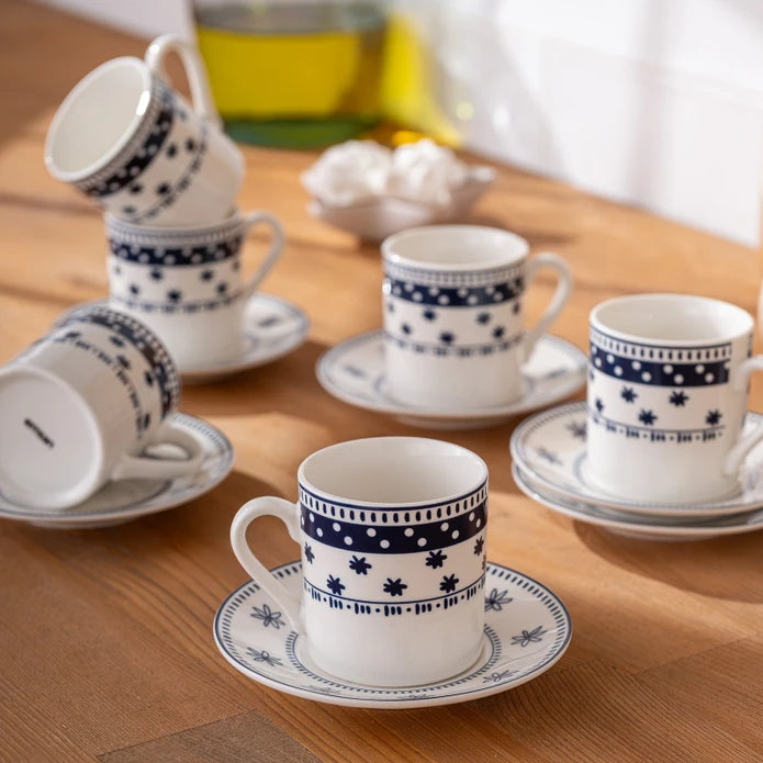 طقم فناجين قهوة إيمسان إثنيك ميكس نيو بون لـ ٦ أشخاص، سعة ٩٠ مل