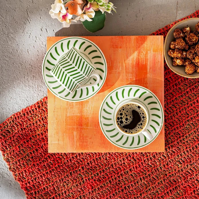 Emsan Albert New Bone 2-Person Coffee Cup Set 90 ml Green