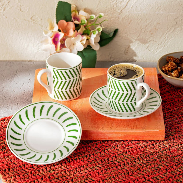 Emsan Albert New Bone 2-Person Coffee Cup Set 90 ml Green