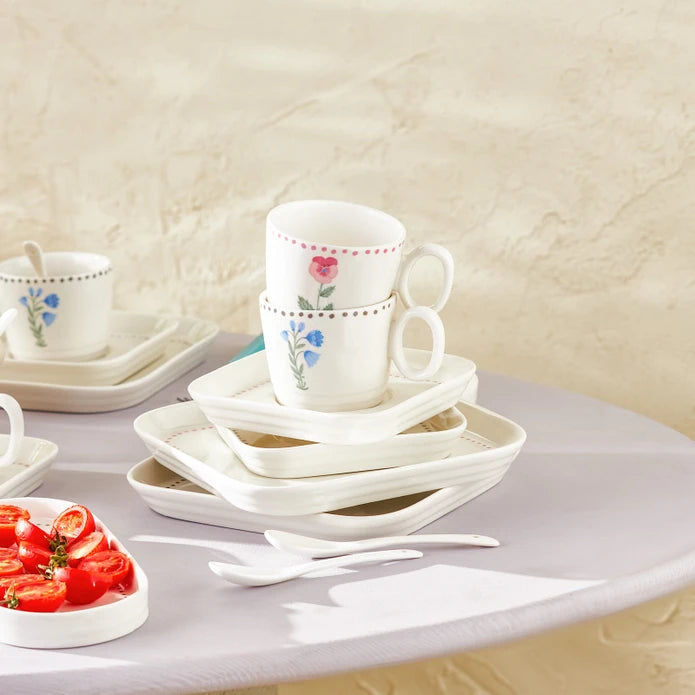 Emsan Viola 30-Piece Porcelain Breakfast Set for 6 People