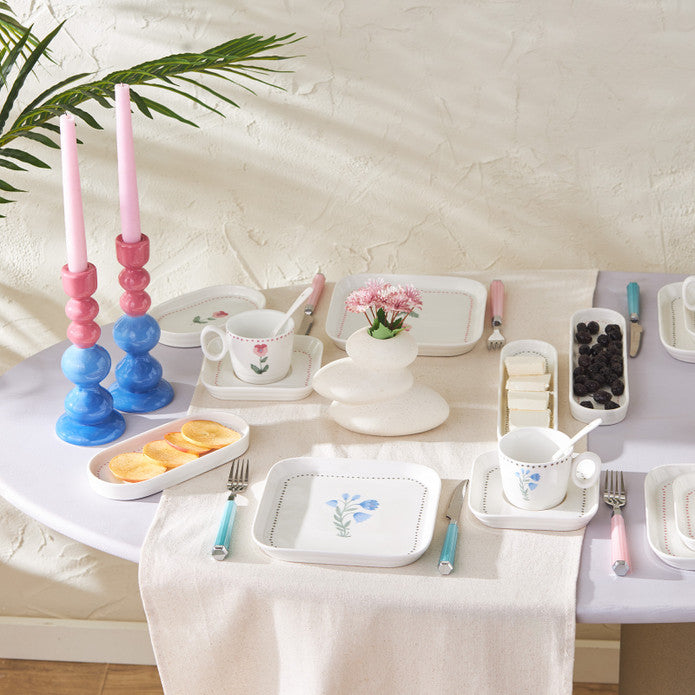 Emsan Viola 30-Piece Porcelain Breakfast Set for 6 People