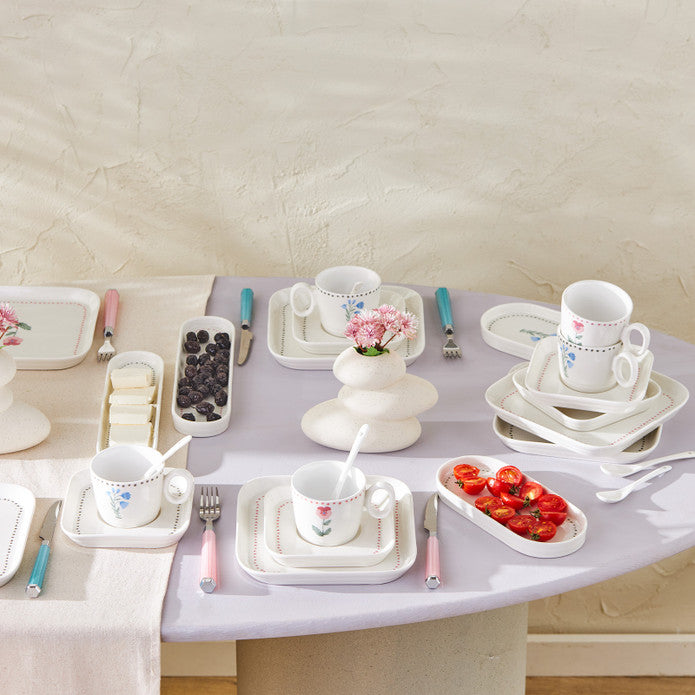 Emsan Viola 30-Piece Porcelain Breakfast Set for 6 People