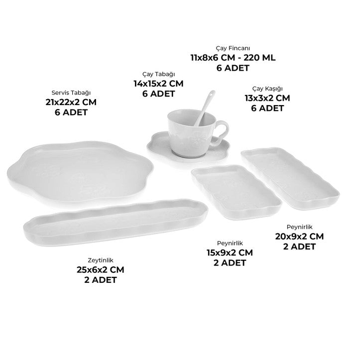 Emsan Florist 30-Piece Porcelain Breakfast Set for 6 People
