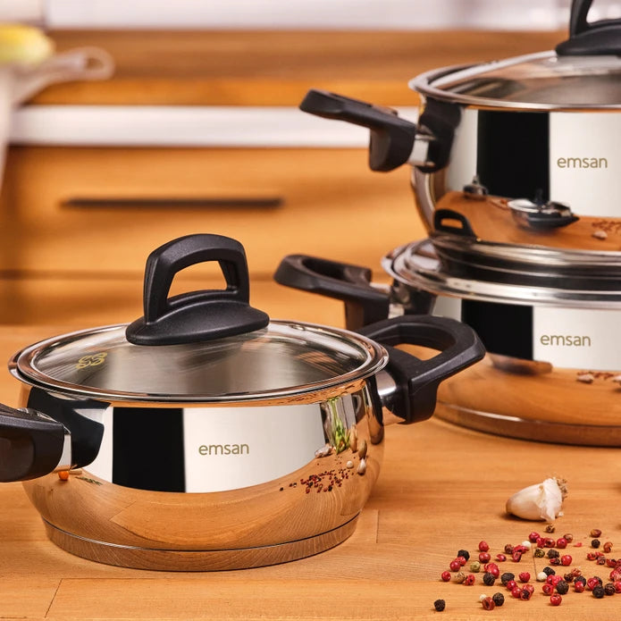 Emsan Aren 8-Piece Stainless Steel Cookware Set