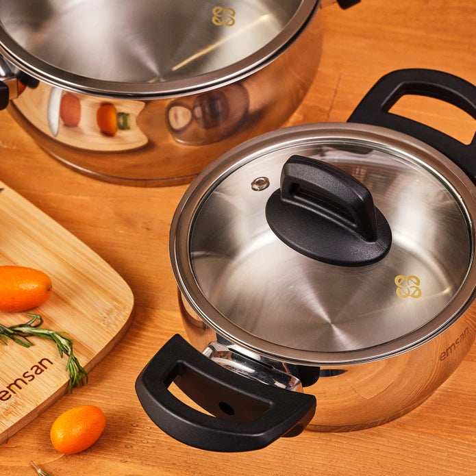 Emsan Aren 8-Piece Stainless Steel Cookware Set