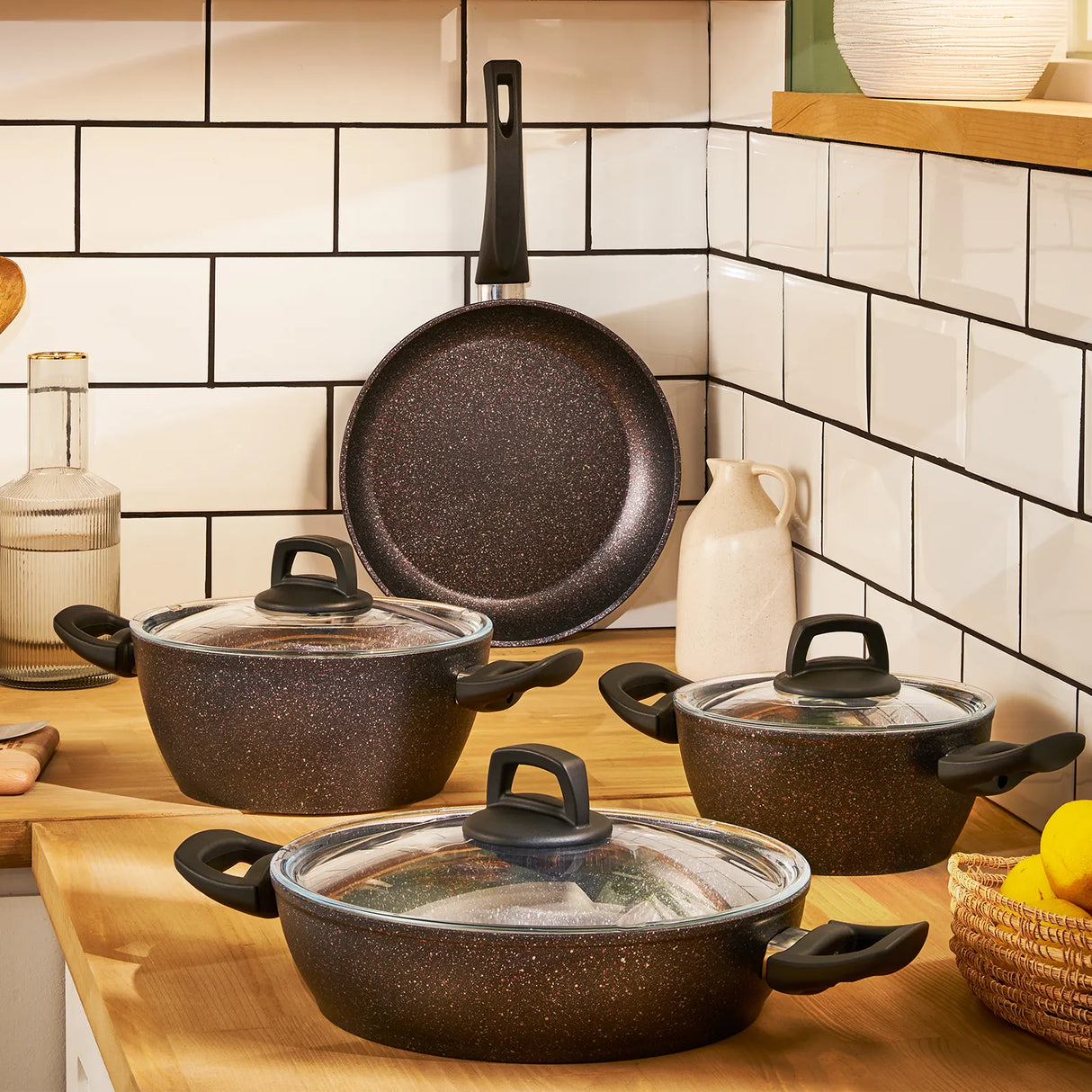 Emsan Star 7-Piece Cookware Set – Granite Coating