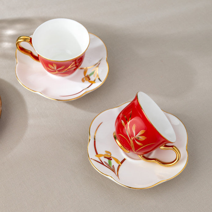 Istanbul Porcelain Berin 2-Person Coffee Cup Set Red 90 ml