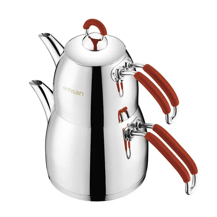 Emsan Mina Maxi Size Teapot Set Red 1.25 - 2.5 Liters - Emsan Jordan