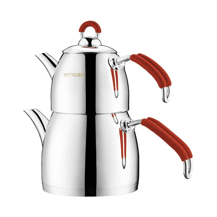Emsan Mina Maxi Size Teapot Set Red 1.25 - 2.5 Liters