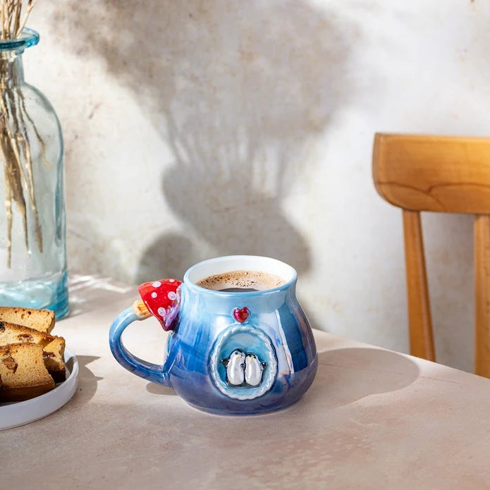 Istanbul Porcelain Penguin Mug 400 ML Navy Blue