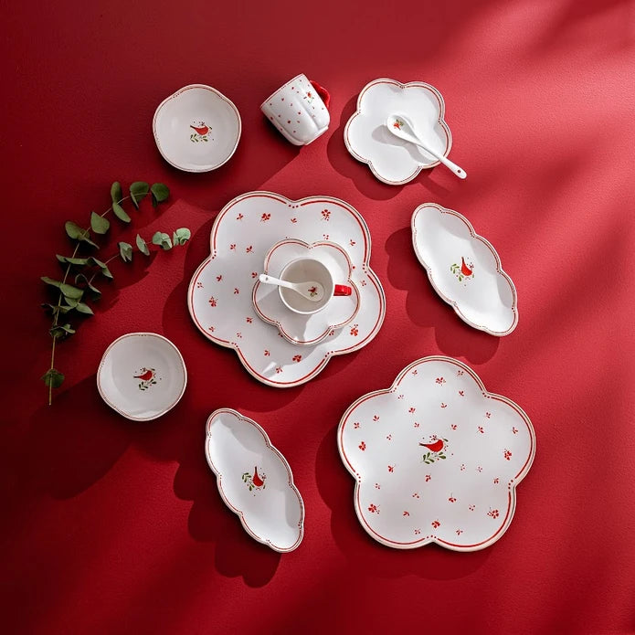 Emsan Myna Porcelain 32-Piece Breakfast Set for 6 People