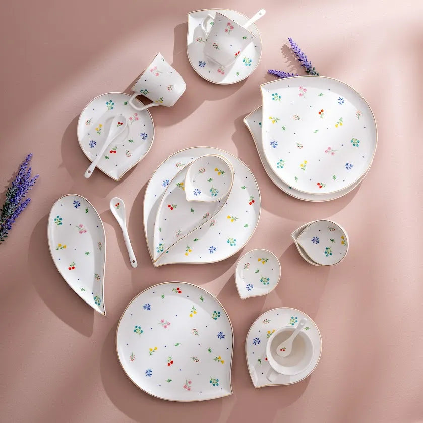 Emsan Daisy Porcelain 32-Piece Breakfast Set for 6 People