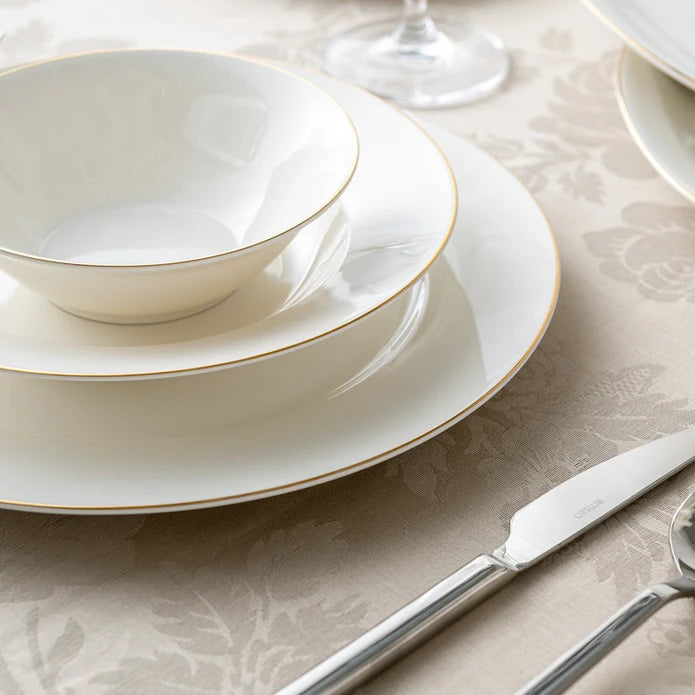 Emsan New Bone Frezya 56-Piece 12-Person Round Dinner Set Gold