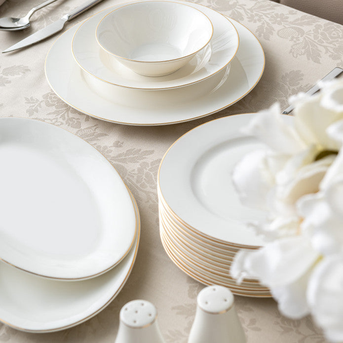 Emsan New Bone Frezya 56-Piece 12-Person Round Dinner Set Gold