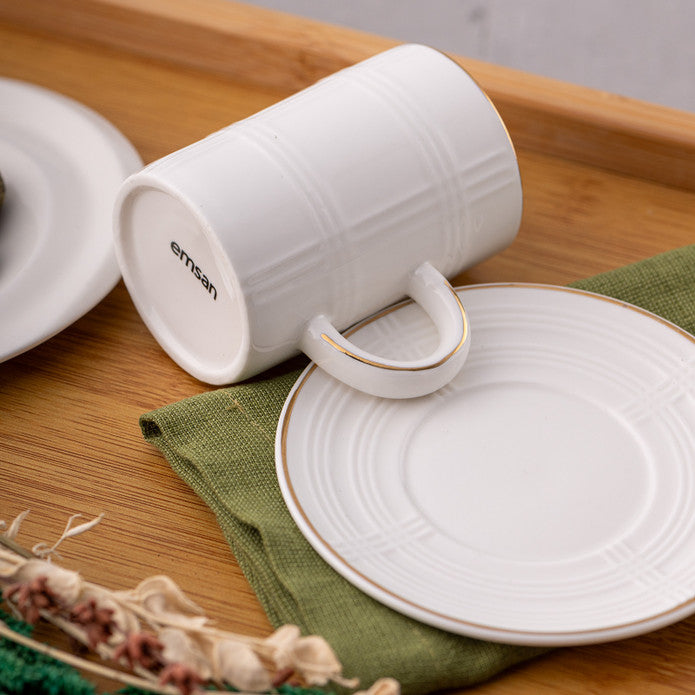 فنجان قهوة مزدوج إيمسان بنقشة إيكوسي ١٥٠ سم³، لون ذهبي