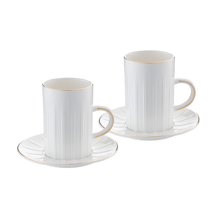 Emsan Double Line Pattern Double Coffee Cup 150 cc Gold