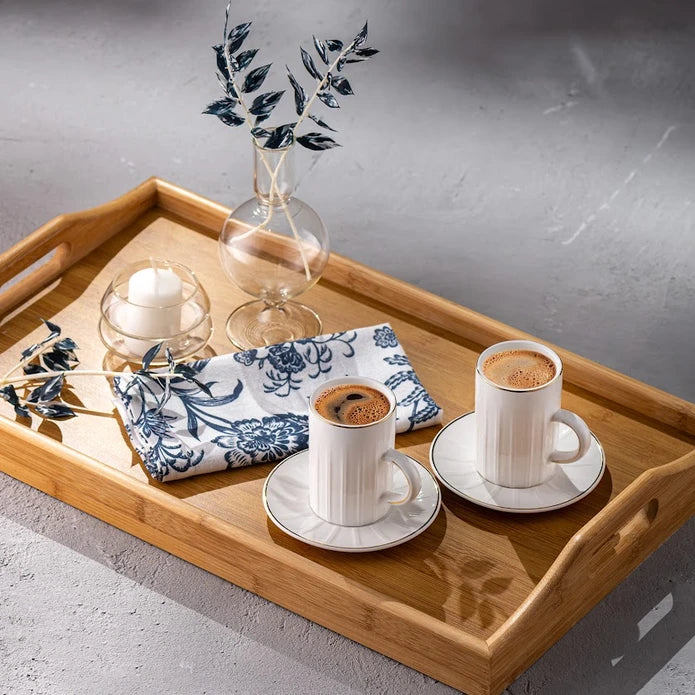 Emsan Double Line Pattern Double Coffee Cup 150 cc Gold