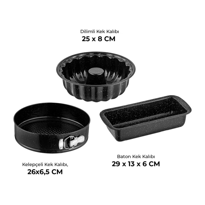 Emsan Wellbake 3-Piece Cake Mold Set Black