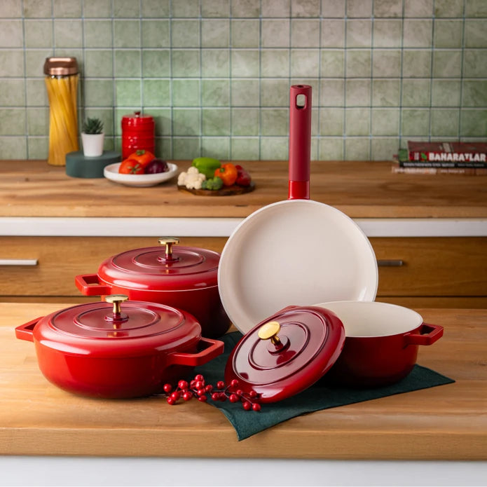 Emsan Red Royal 7-Piece Cookware Set