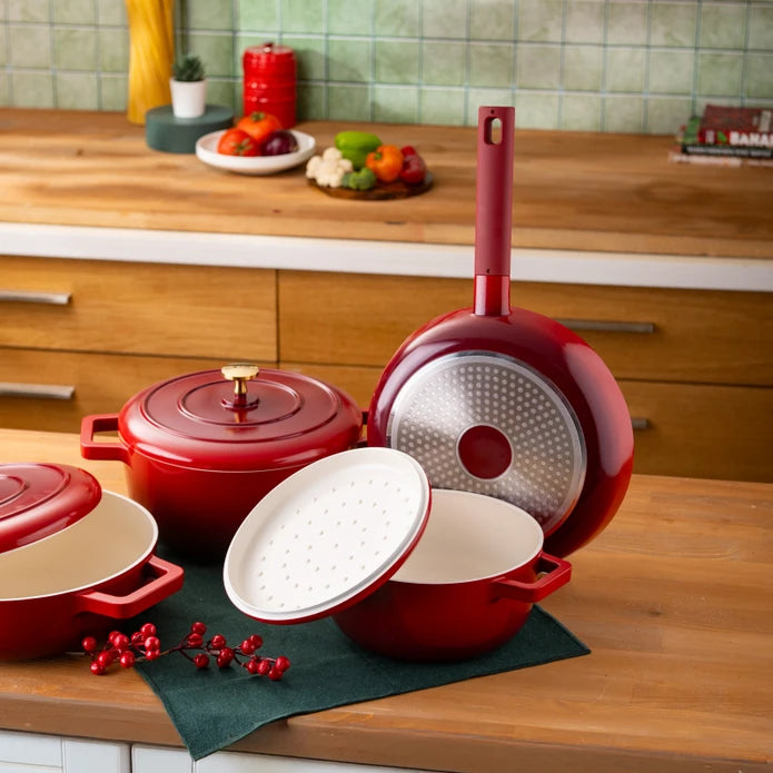 Emsan Red Royal 7-Piece Cookware Set