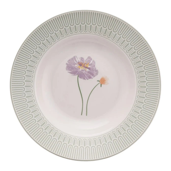 Emsan New Bone Poppy 28-Piece Round Dinner Set for 6 People