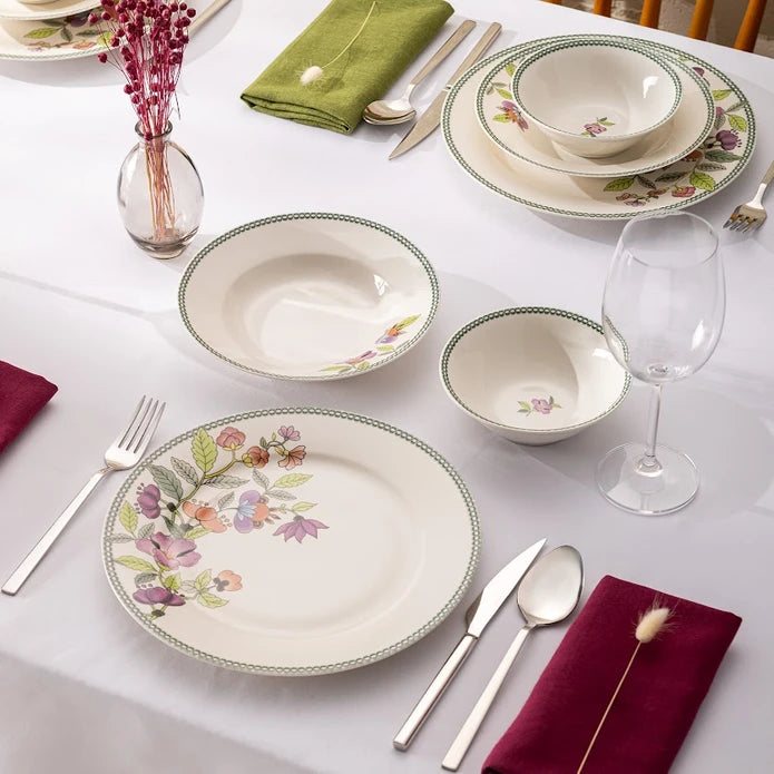 Emsan New Bone Leila 18 Piece Round Dinner Set for 6 People