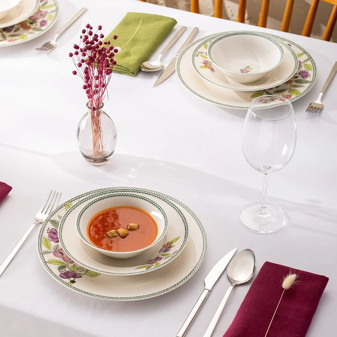 Emsan New Bone Leila 18 Piece Round Dinner Set for 6 People