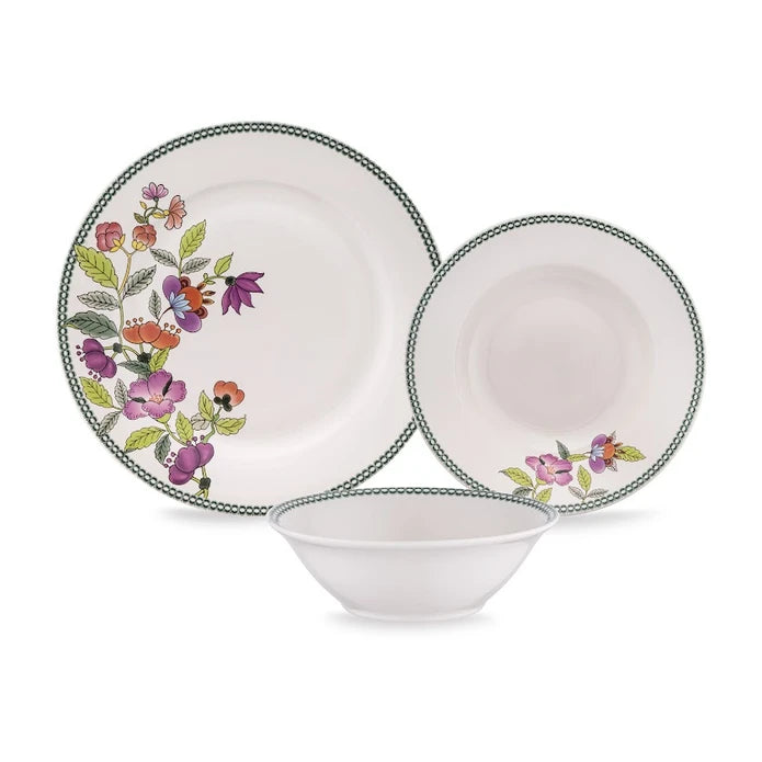 Emsan New Bone Leila 18 Piece Round Dinner Set for 6 People