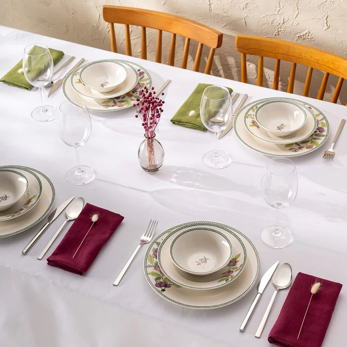 Emsan New Bone Leila 18 Piece Round Dinner Set for 6 People