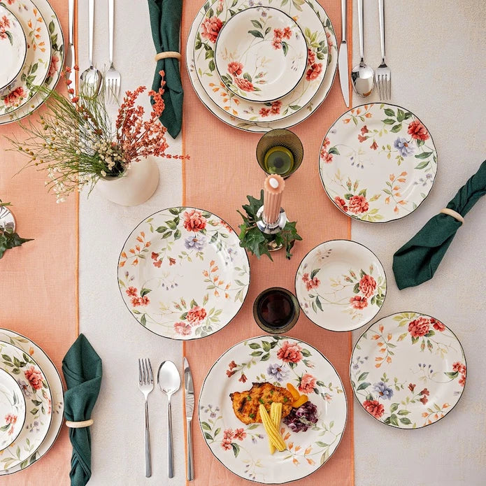 Istanbul Porcelain Heybeli 24-Piece Dinner Set for 6 People