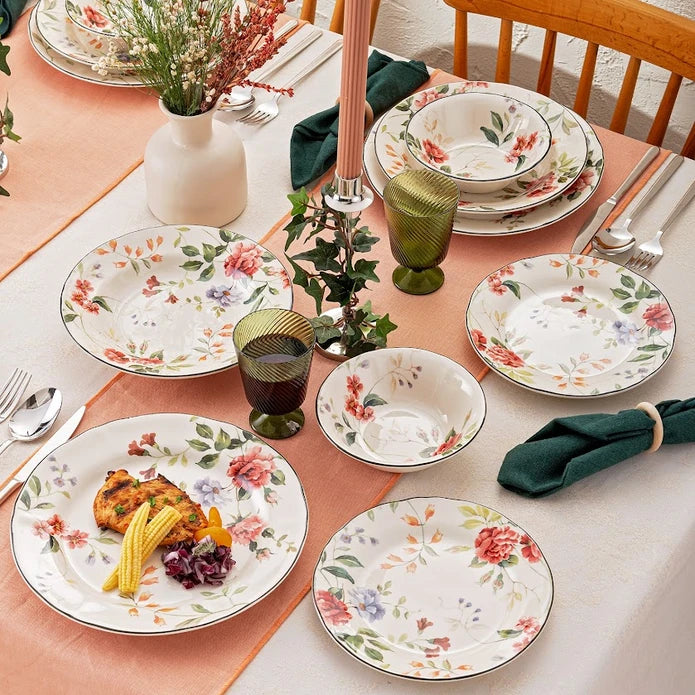 Istanbul Porcelain Heybeli 24-Piece Dinner Set for 6 People