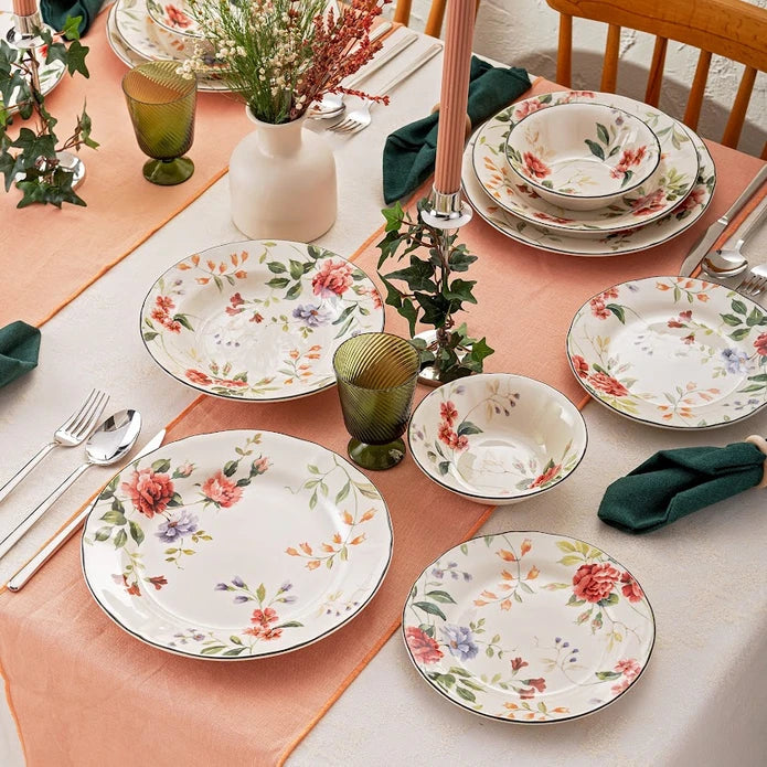 Istanbul Porcelain Heybeli 24-Piece Dinner Set for 6 People
