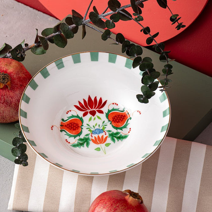 Istanbul Porcelain Nar Fine Bone Deep Plate Green 22 cm