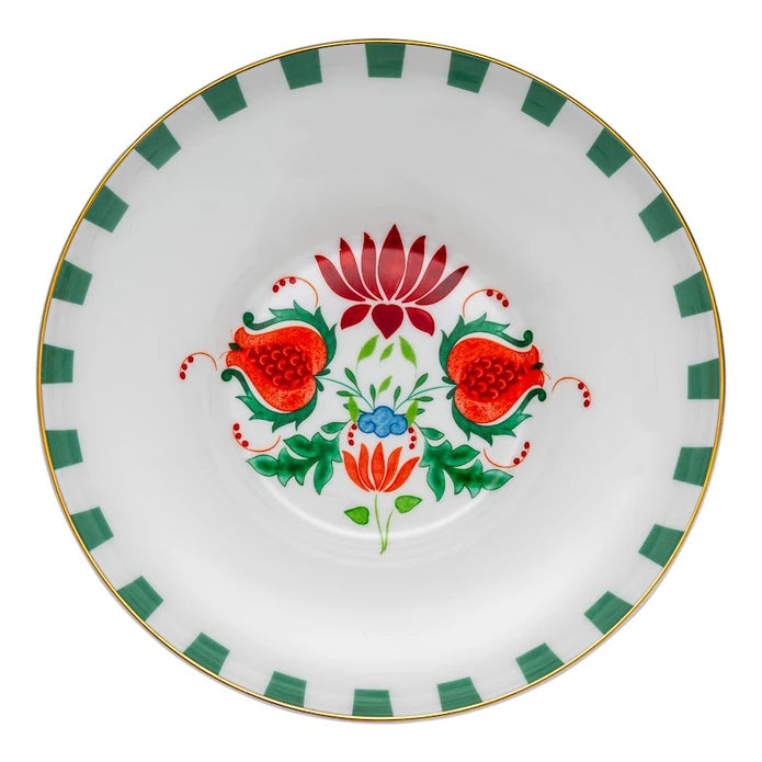 Istanbul Porcelain Nar Fine Bone Deep Plate Green 22 cm