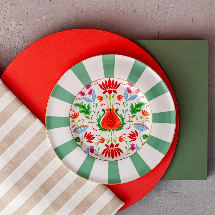 Istanbul Porcelain Nar Fine Bone Serving Plate Green – 27 cm