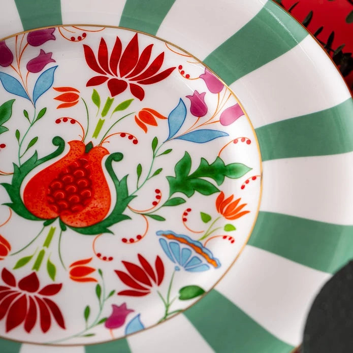 Istanbul Porcelain Nar Fine Bone Serving Plate Green – 27 cm