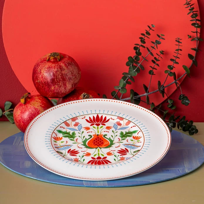 Istanbul Porcelain Nar Fine Bone Serving Plate Blue – 27 cm