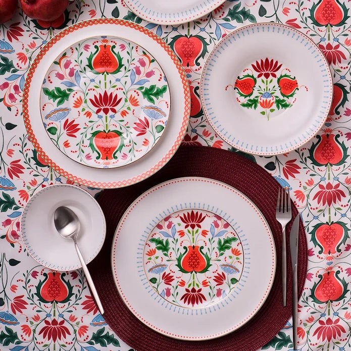 Istanbul Porcelain Nar Fine Bone Serving Plate Blue – 27 cm