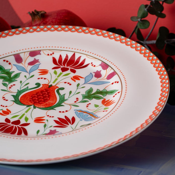 Istanbul Porcelain Nar Fine Bone Serving Plate Red – 27 cm