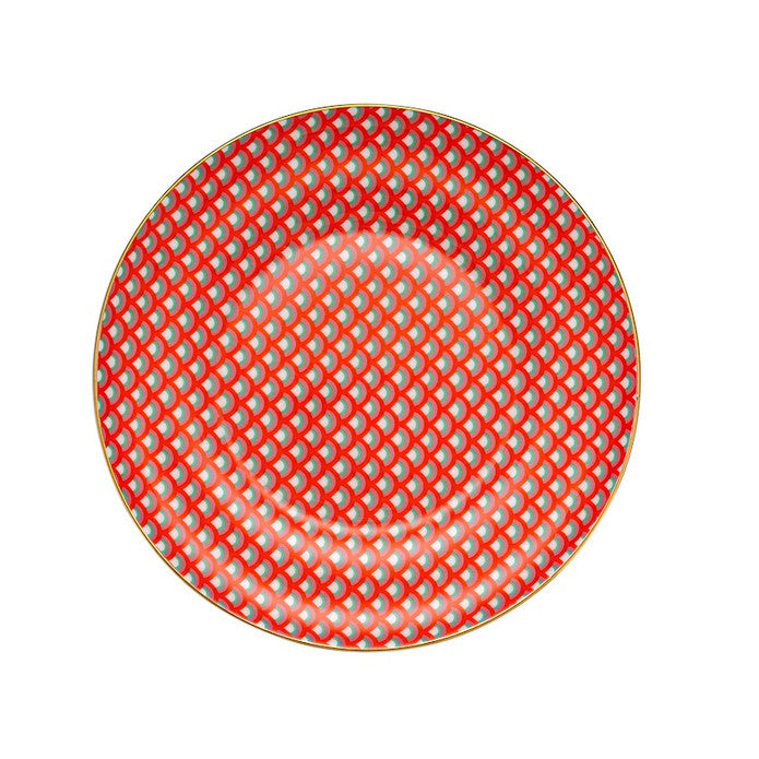 Istanbul Porcelain Nar Fine Bone Cake Plate Red 21 cm