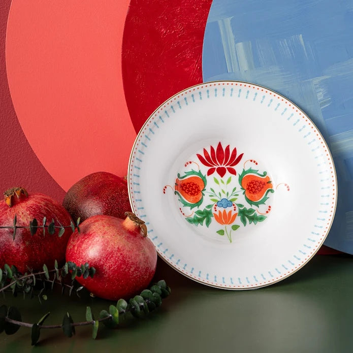 Istanbul Porcelain Nar Fine Bone Deep Plate Blue 22 cm