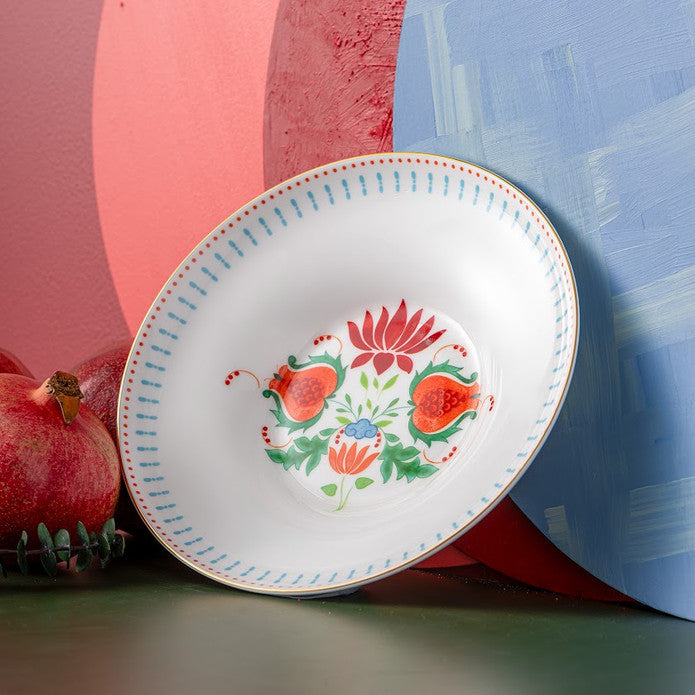 Istanbul Porcelain Nar Fine Bone Deep Plate Blue 22 cm