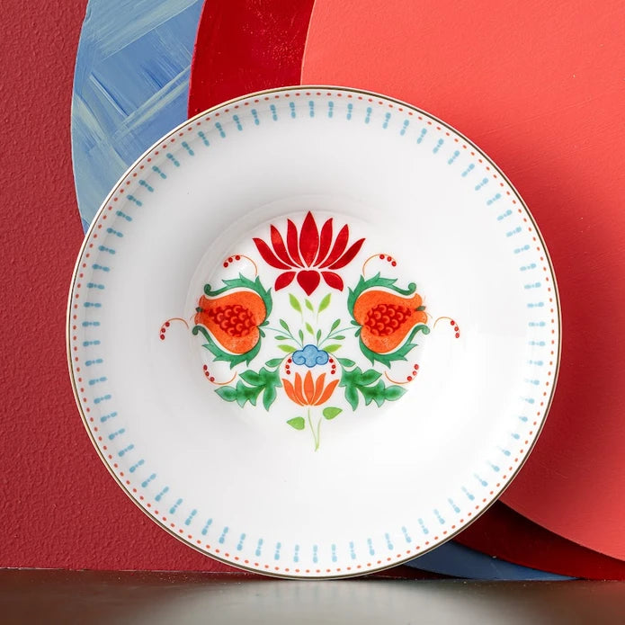 Istanbul Porcelain Nar Fine Bone Deep Plate Blue 22 cm