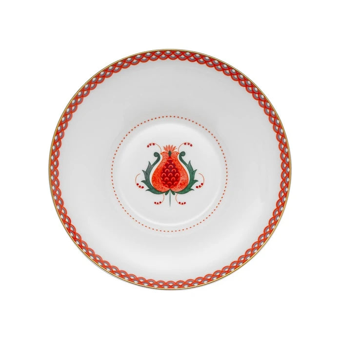 Istanbul Porcelain Nar Fine Bone Deep Plate Red 22 cm